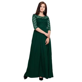 Green plain Crepe maxi dresses 3