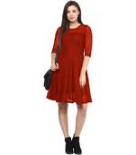 Red plain Net maxi dresses