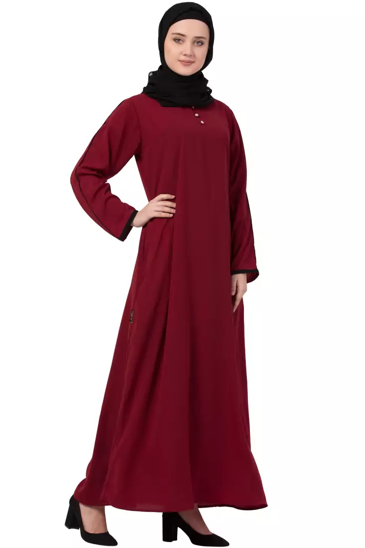 Maroon Plain Nida Abaya