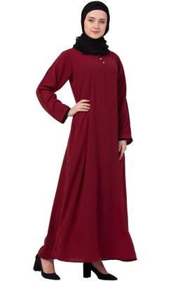 Maroon Plain Nida Abaya 1