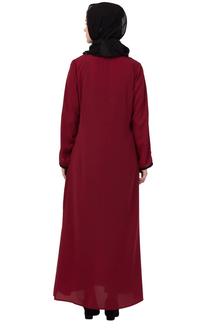 Maroon Plain Nida Abaya