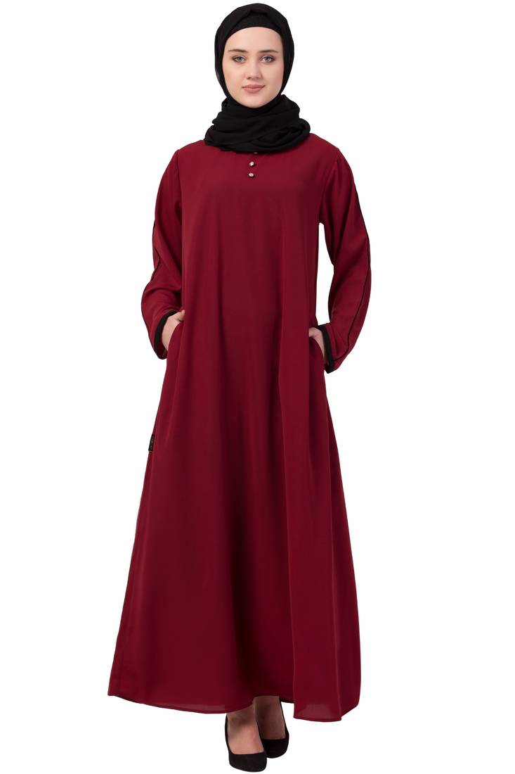 Maroon Plain Nida Abaya