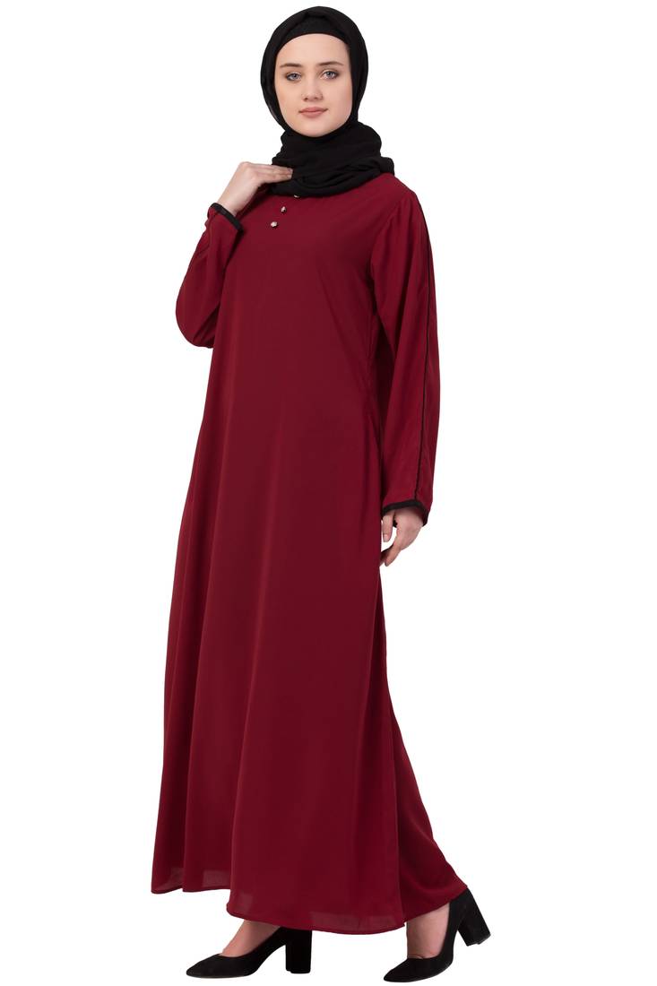 Maroon Plain Nida Abaya