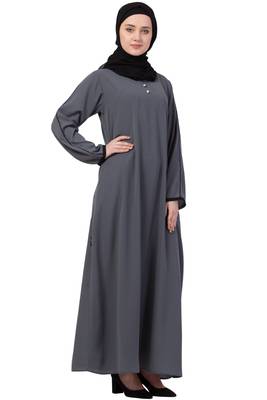 Grey Plain Nida Abaya 3