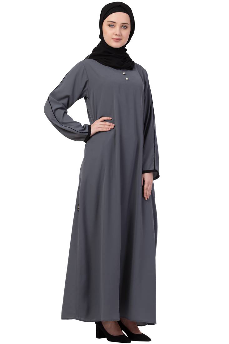 Grey Plain Nida Abaya