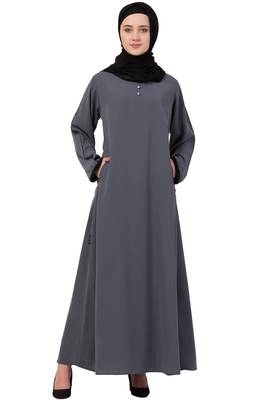 Grey Plain Nida Abaya 6