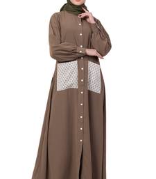 Beige Plain Nida Abaya
