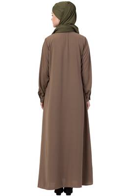 Beige Plain Nida Abaya 5