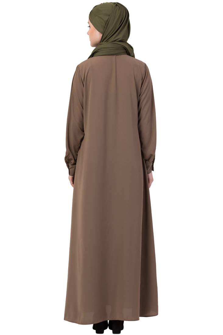 Beige Plain Nida Abaya