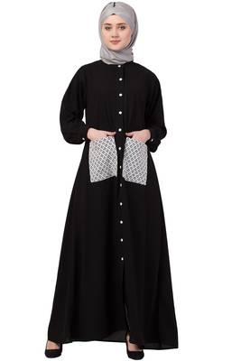 Black Plain Nida Abaya 1