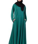 Green Plain Polyester Abaya