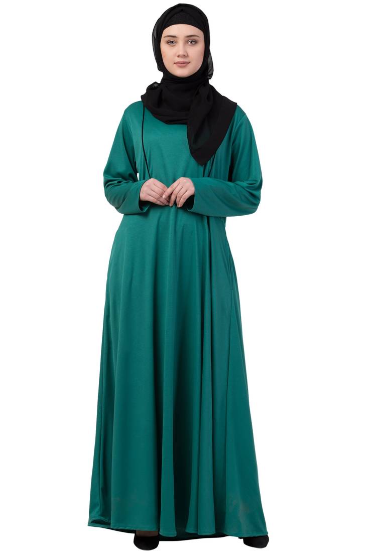 Green Plain Polyester Abaya