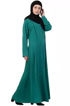 Green Plain Polyester Abaya