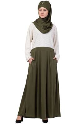 Green Plain Polyester Abaya 1