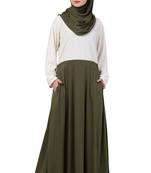 Green Plain Polyester Abaya