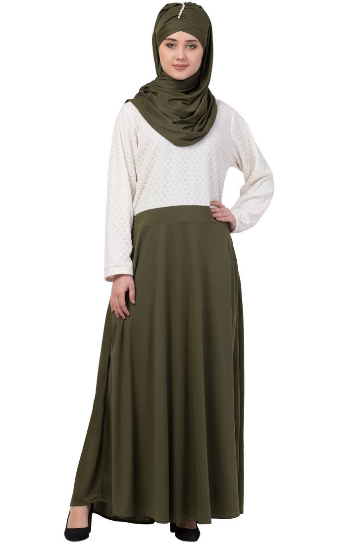 Green Plain Polyester Abaya