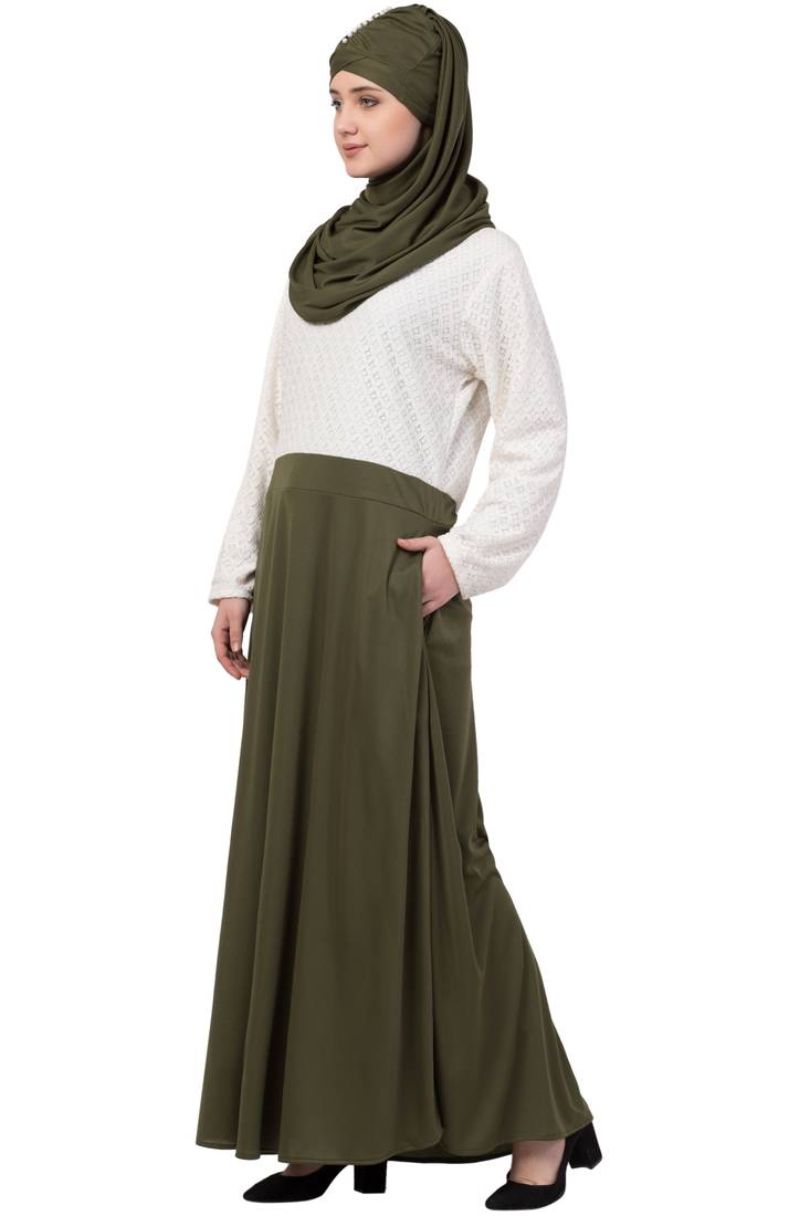 Green Plain Polyester Abaya