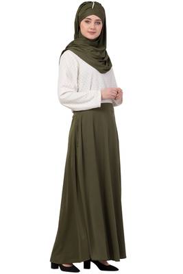 Green Plain Polyester Abaya 4