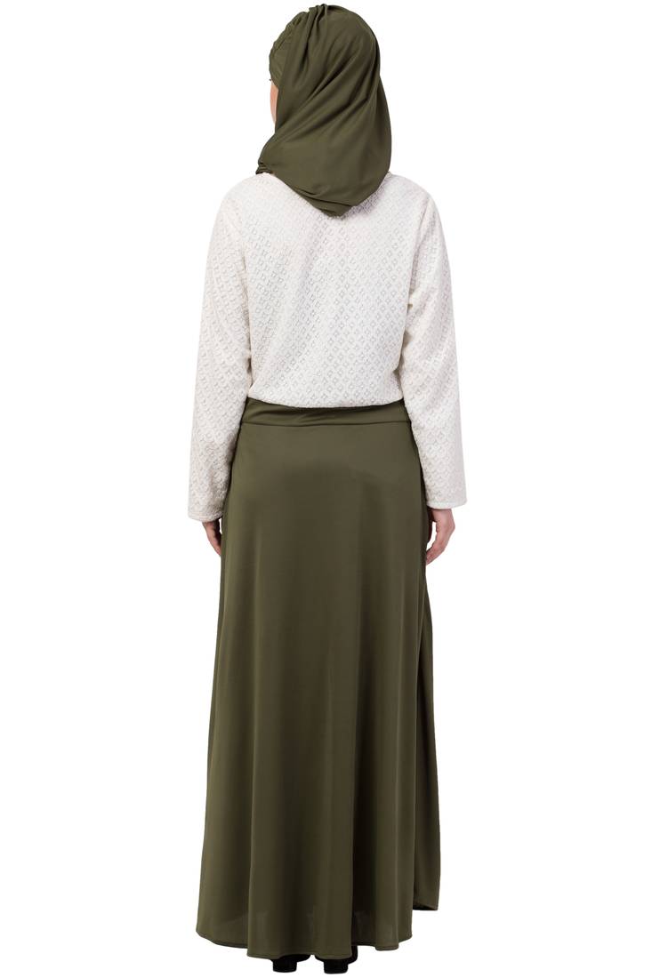 Green Plain Polyester Abaya