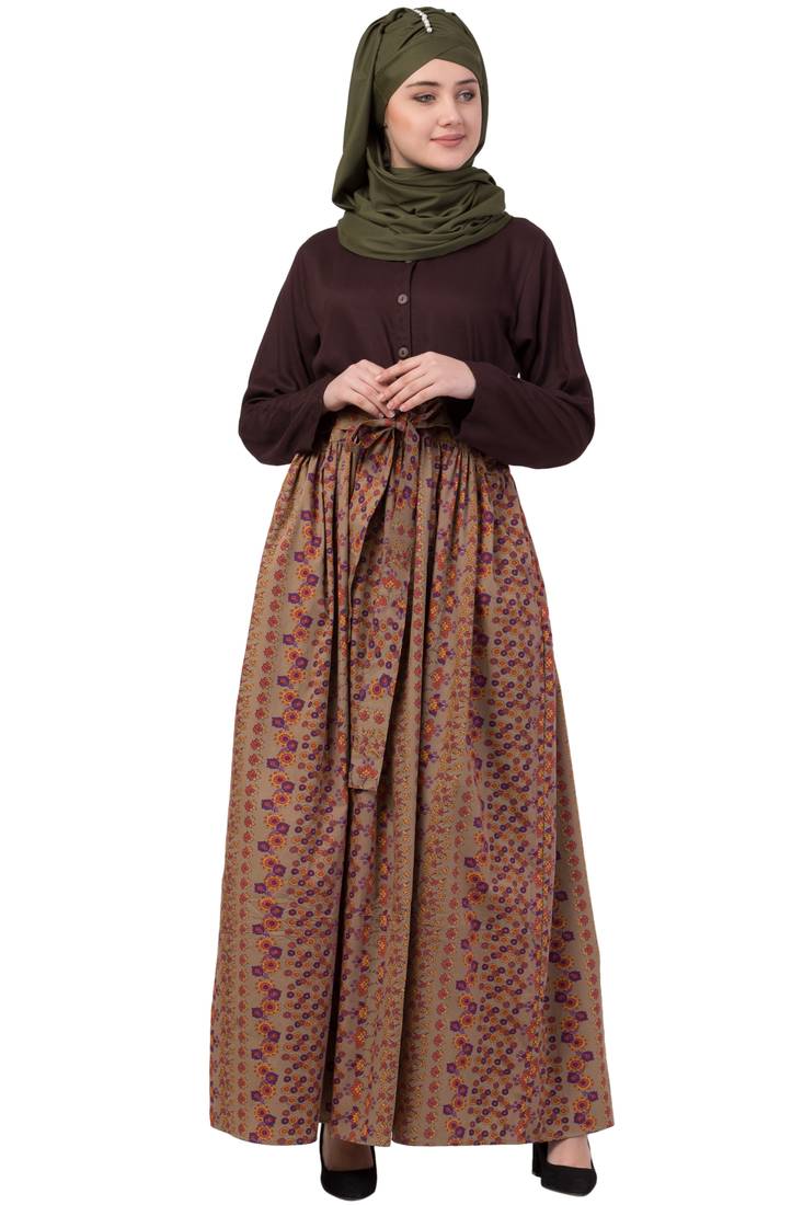 Brown Plain Rayon Abaya