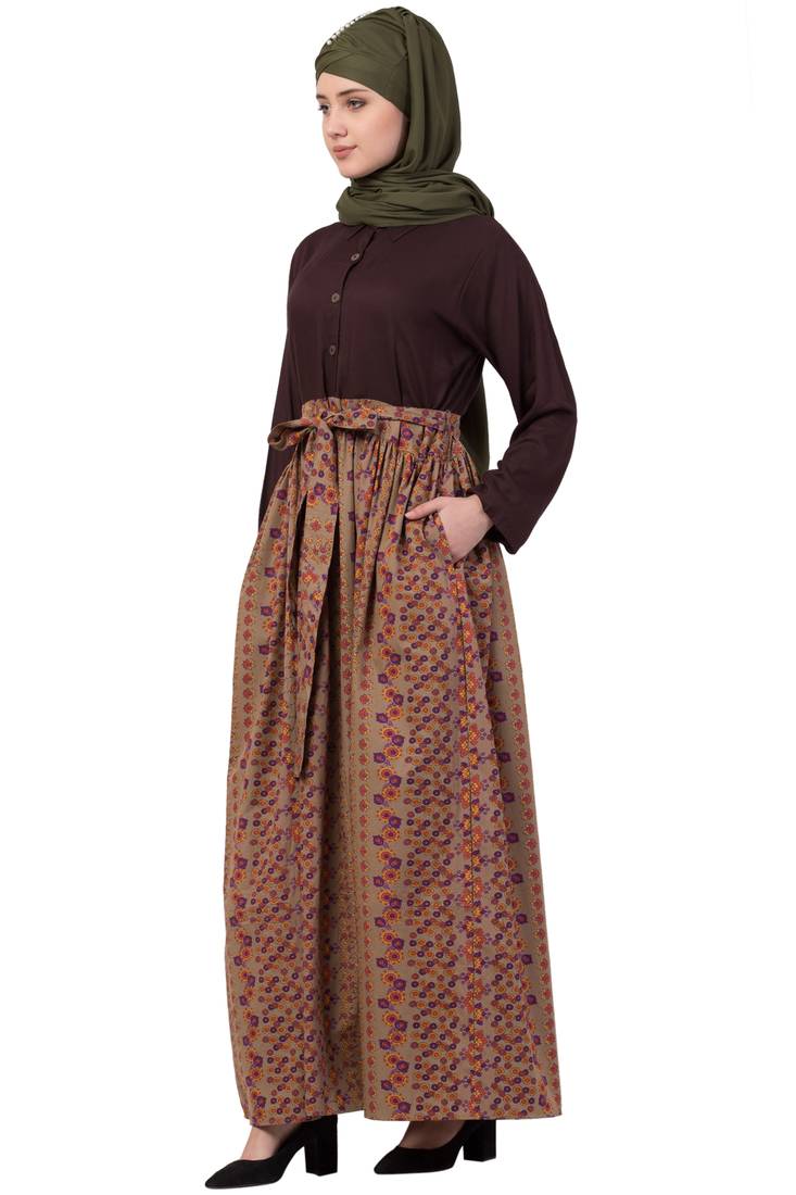Brown Plain Rayon Abaya