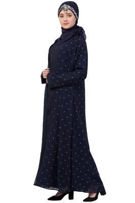 Blue Plain Crepe Abaya 2