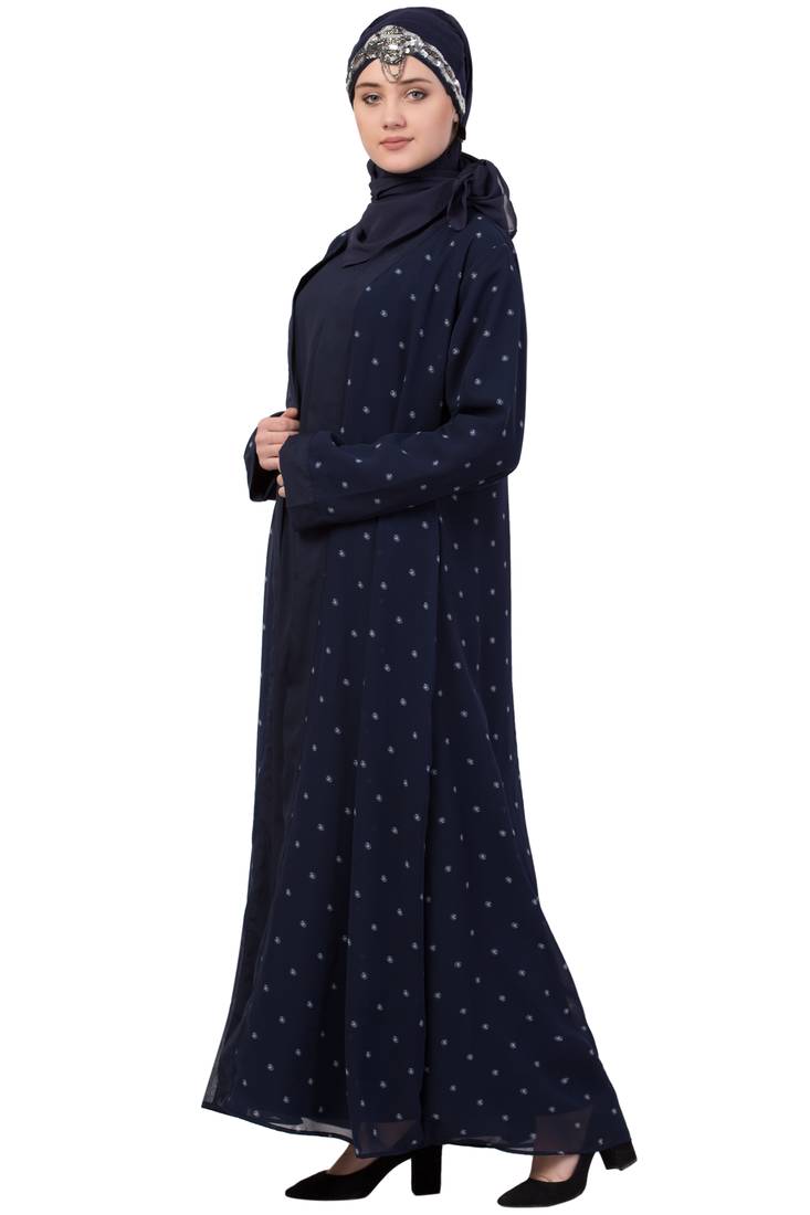 Blue Plain Crepe Abaya
