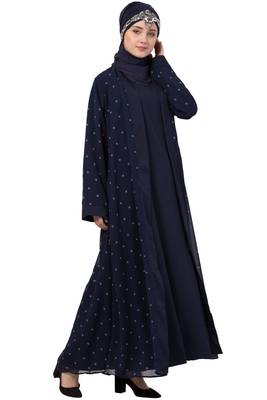 Blue Plain Crepe Abaya 3