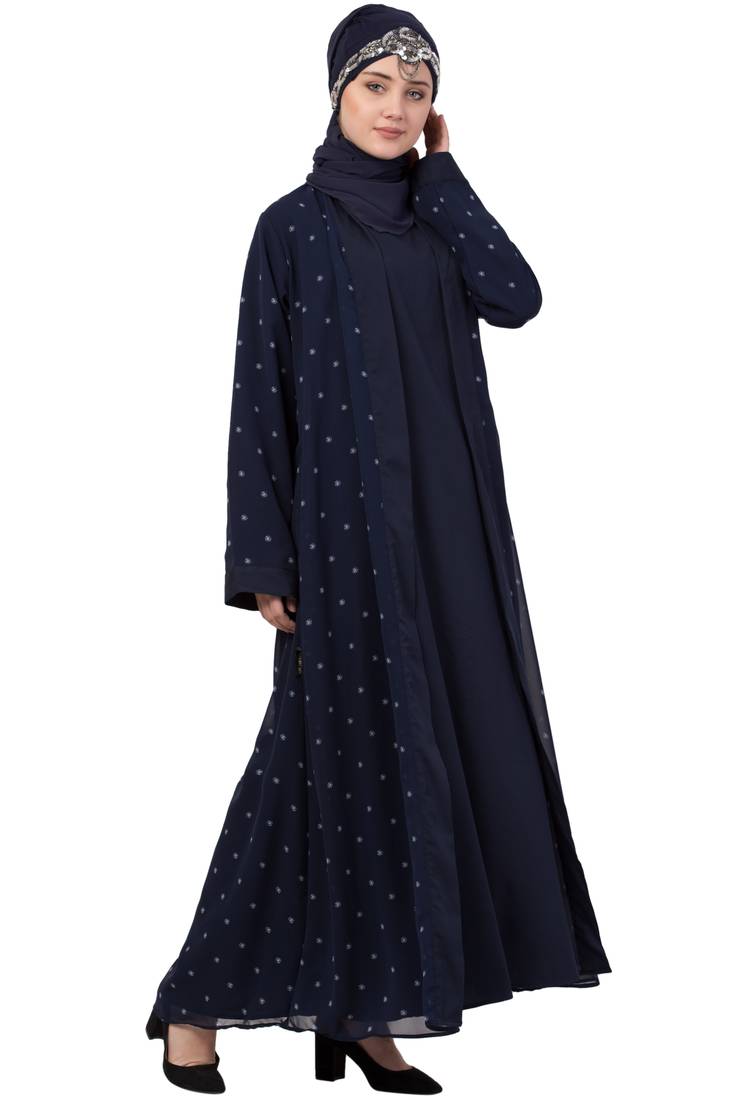 Blue Plain Crepe Abaya