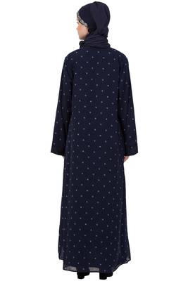 Blue Plain Crepe Abaya 4