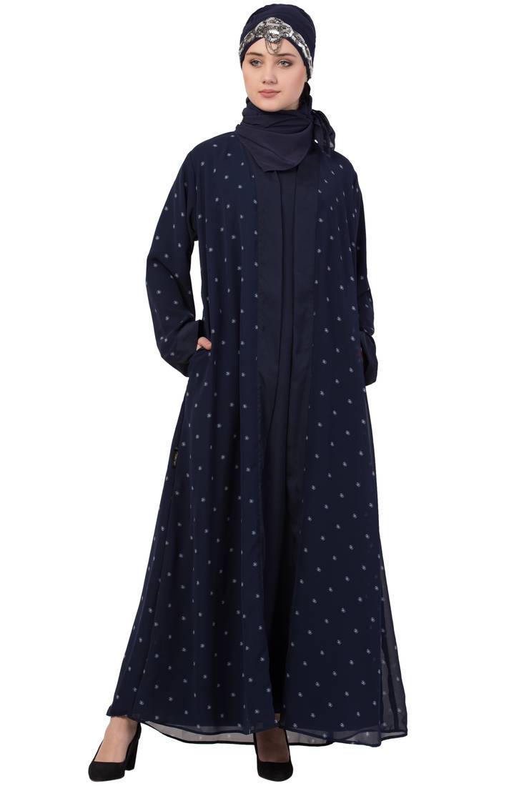 Blue Plain Crepe Abaya