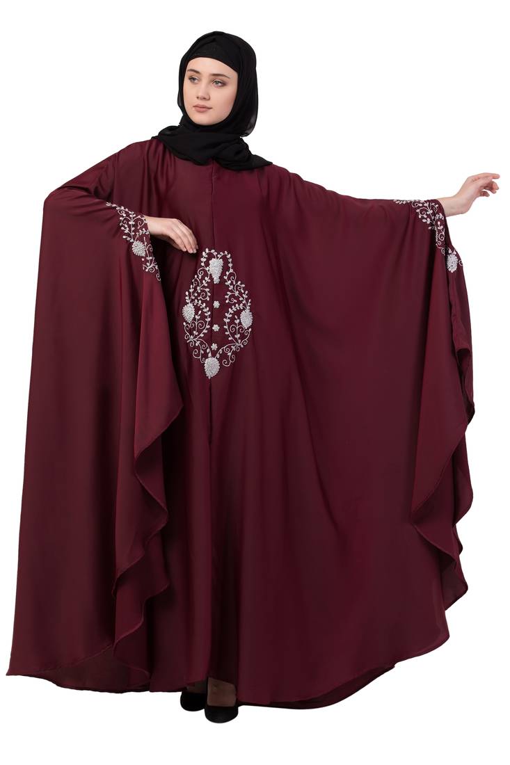 Maroon Plain Nida Abaya