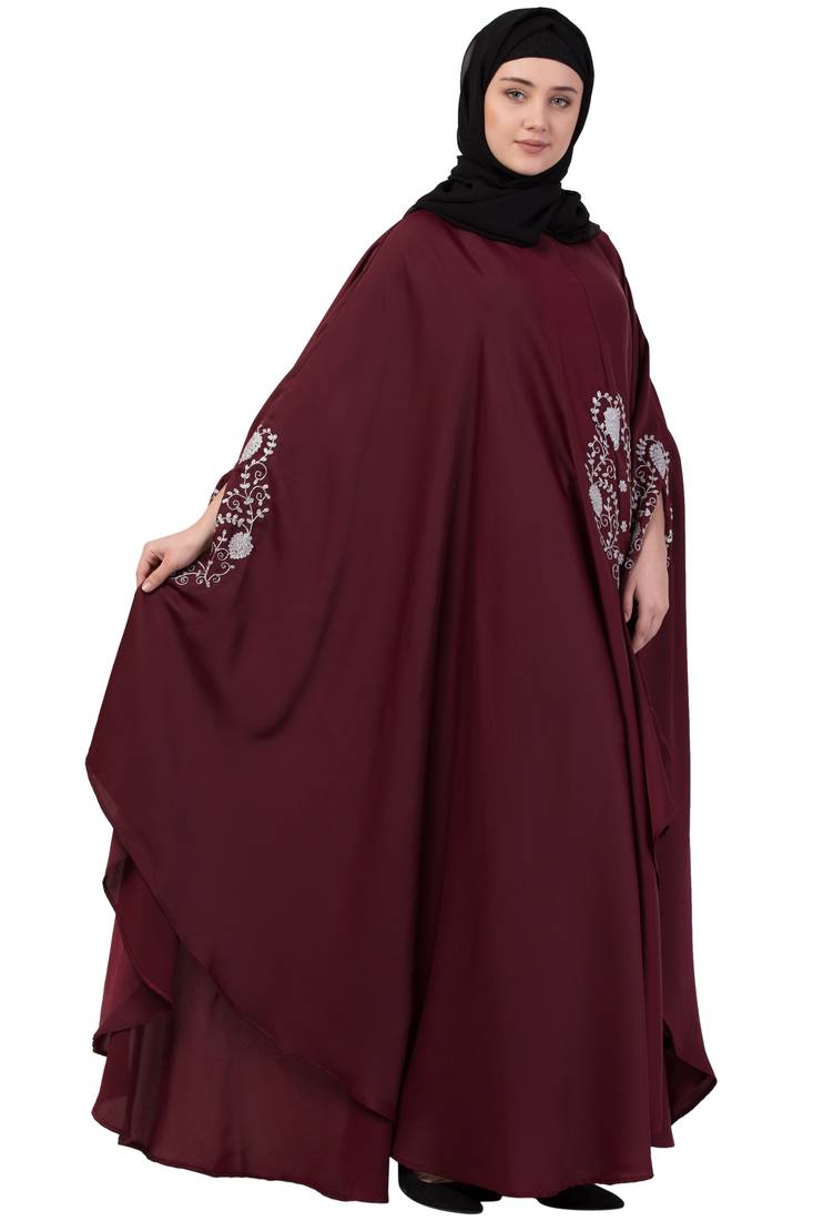 Maroon Plain Nida Abaya