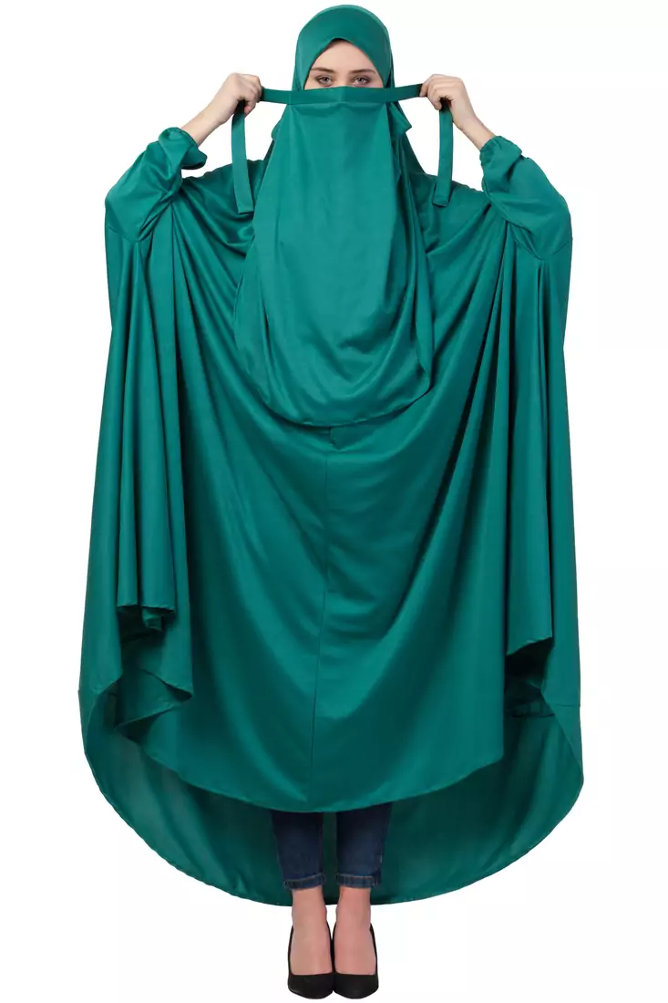 Green Plain Polyester Abaya