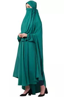 Green Plain Polyester Abaya