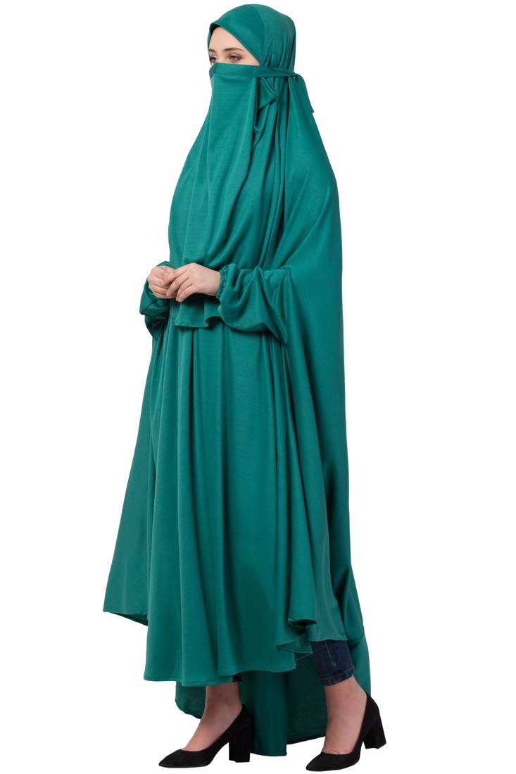 Green Plain Polyester Abaya