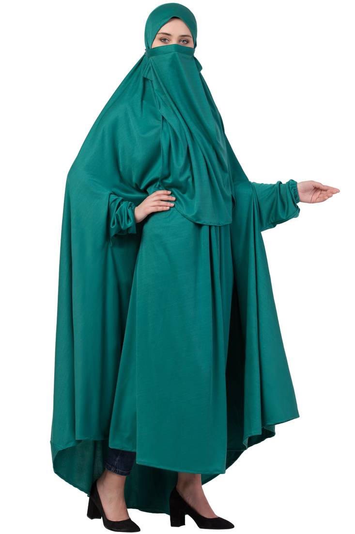 Green Plain Polyester Abaya