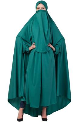 Green Plain Polyester Abaya 4