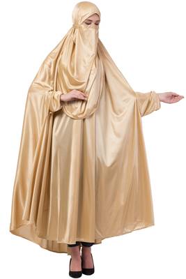 Gold Plain Polyester Abaya 2