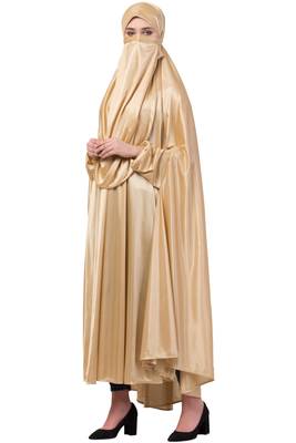 Gold Plain Polyester Abaya 3