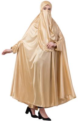 Gold Plain Polyester Abaya 4