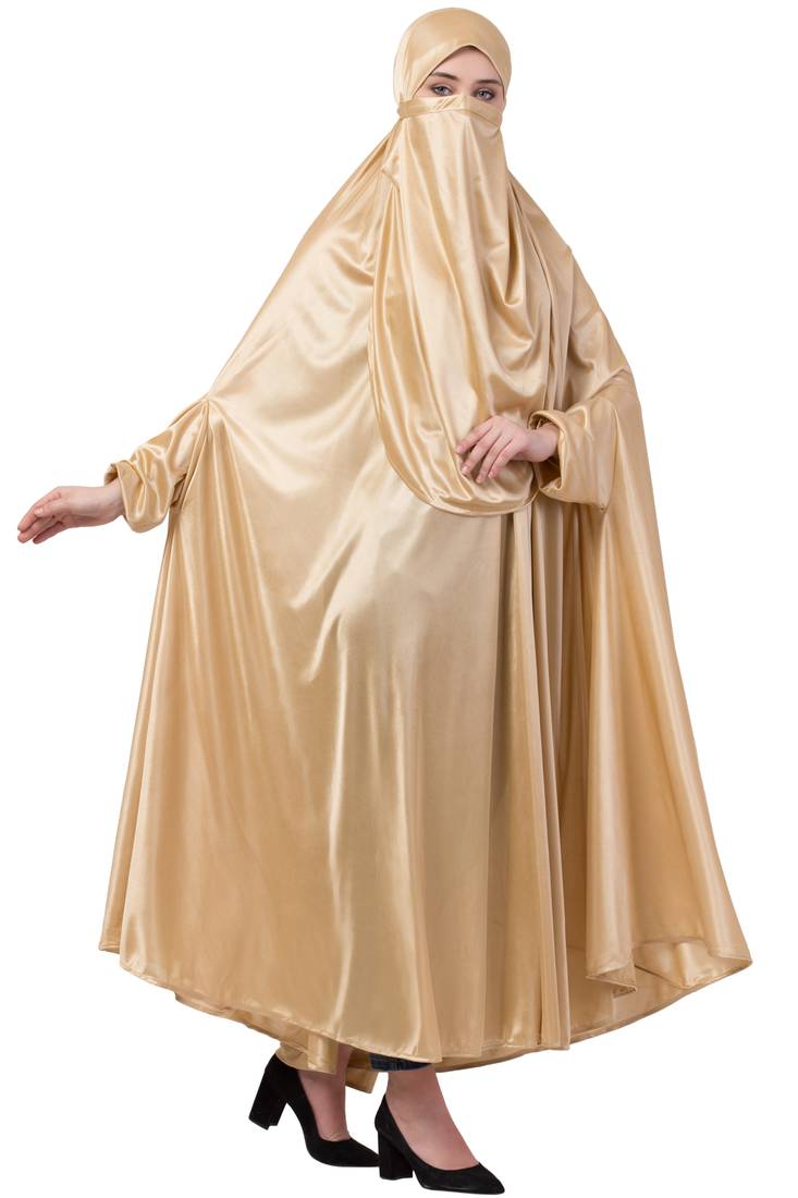 Gold Plain Polyester Abaya