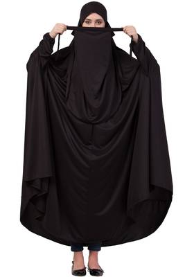 Black Plain Polyester Abaya 1