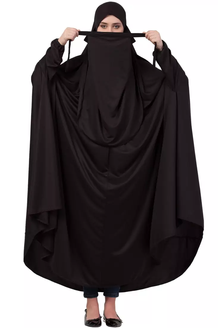 Black Plain Polyester Abaya