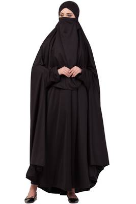 Black Plain Polyester Abaya 2