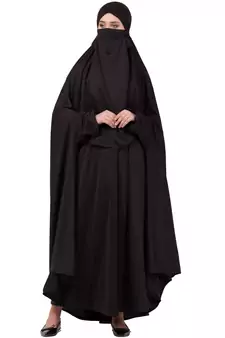 Black Plain Polyester Abaya