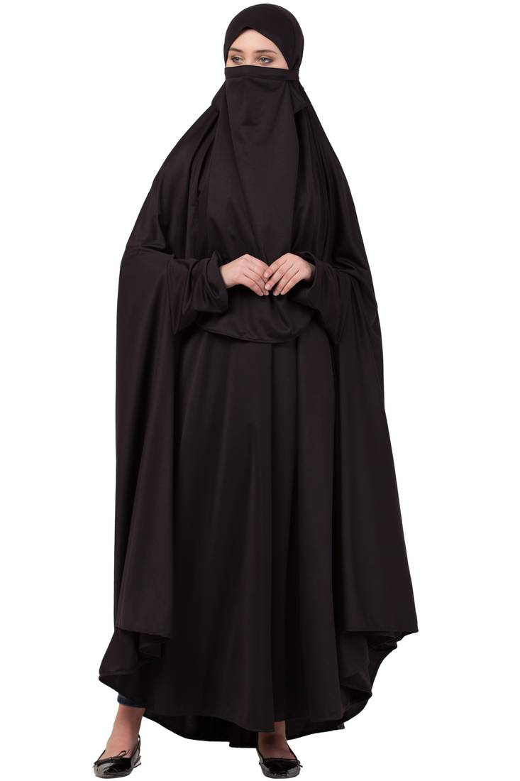 Black Plain Polyester Abaya