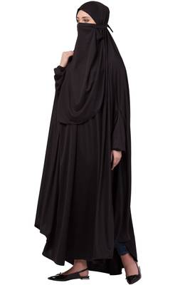 Black Plain Polyester Abaya 3