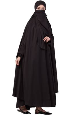 Black Plain Polyester Abaya 4