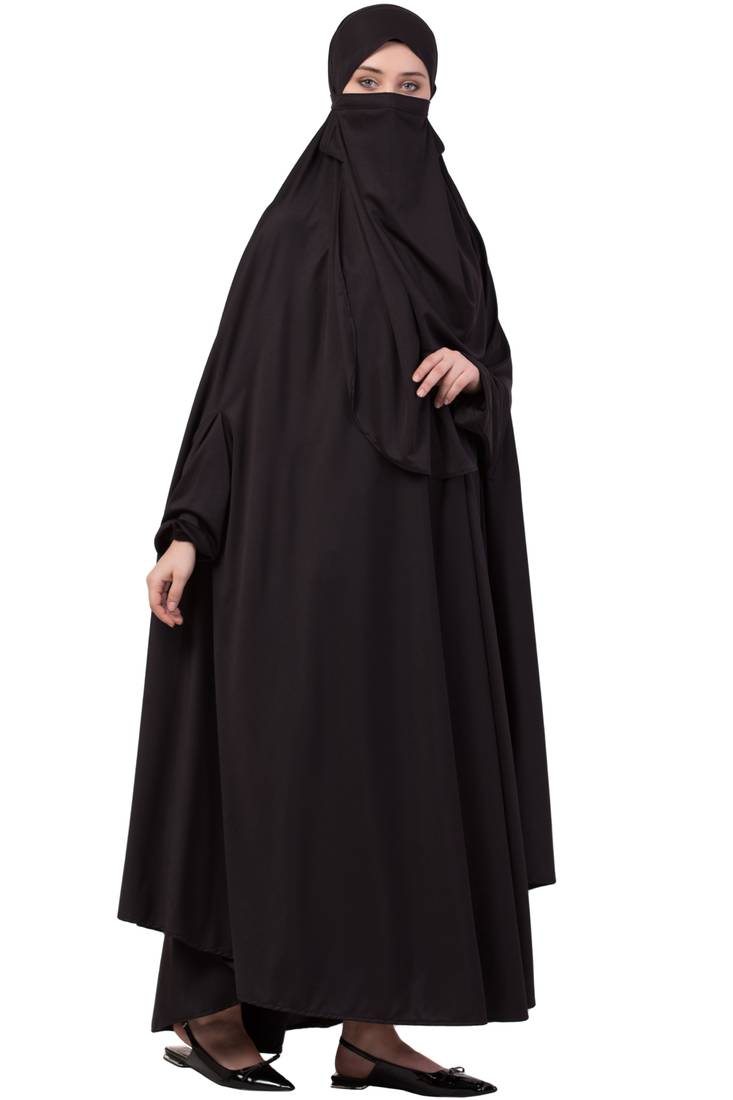 Black Plain Polyester Abaya
